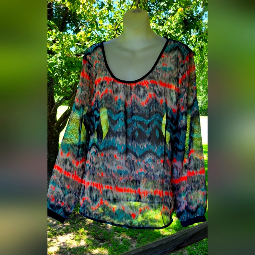 SHEER  LS blouse size XL